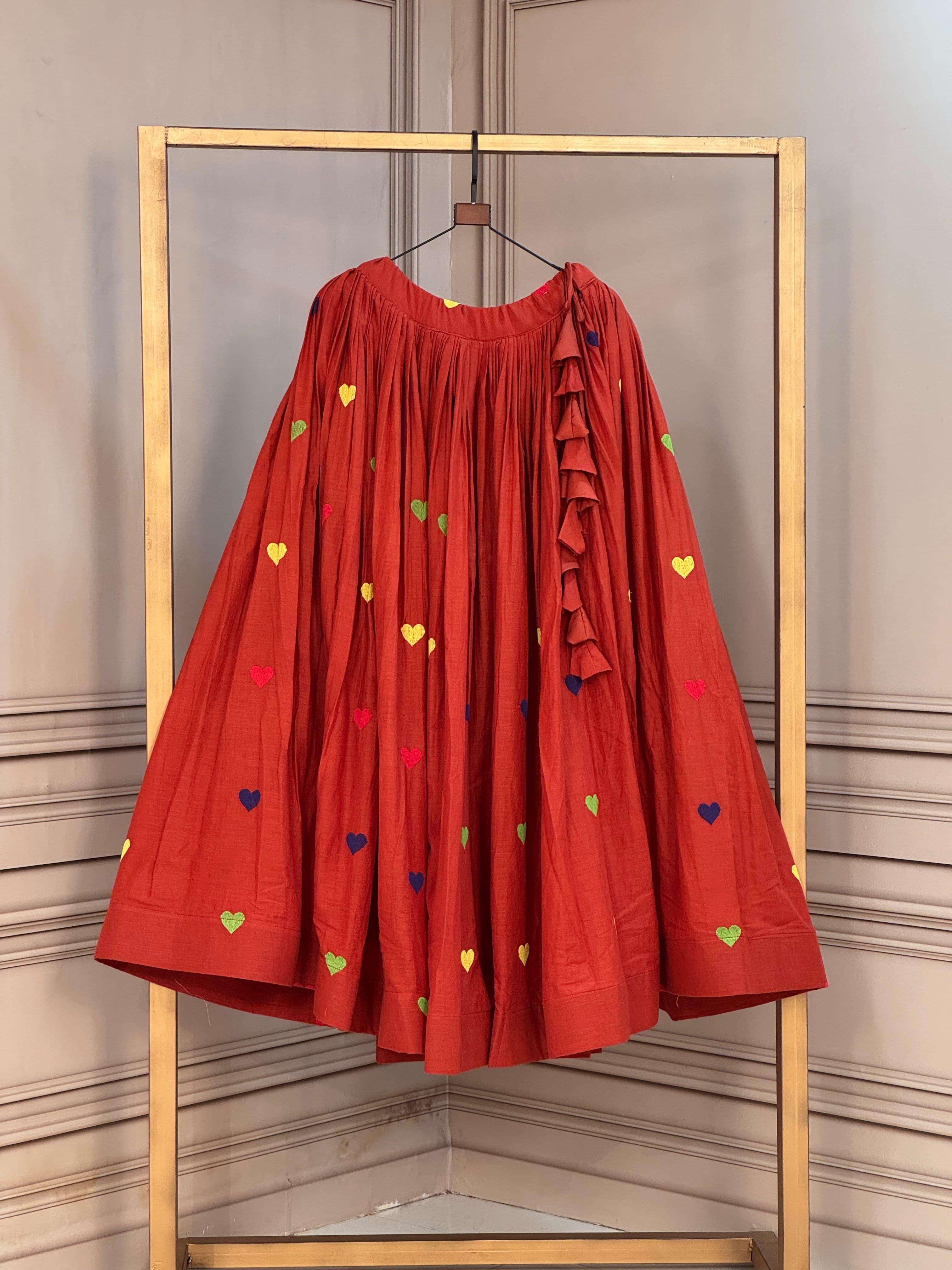  Super soft and Cora Cotton fabric With Attractive Heart thread Embroidery work on reseller in surat 7181 Only lehenga